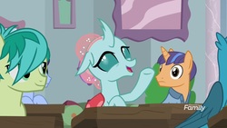 Size: 1920x1080 | Tagged: safe, screencap, fine catch, gallus, november rain, ocellus, sandbar, changedling, changeling, griffon, pony, unicorn, a rockhoof and a hard place, g4, background pony, female, friendship student, male, solo focus, stallion, teenager