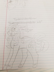 Size: 3024x4032 | Tagged: safe, artist:php115, derpibooru exclusive, oc, oc:magic glow, alicorn, pony, alicorn oc, irl, lined paper, magical lesbian spawn, magical polyamorous spawn, monochrome, multiple parents, next generation, offspring, parent:moondancer, parent:starlight glimmer, parent:sunset shimmer, parent:tempest shadow, parent:trixie, parent:twilight sparkle, parents:twixpeststarsetdancer, photo, solo, traditional art