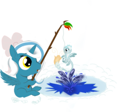 Size: 1000x900 | Tagged: safe, artist:superdragon911, oc, oc:fleurbelle, alicorn, pony, alicorn oc, fishing, ice fishing, leonine tail, micro, simple background, sitting on a cloud, transparent background, ych result