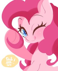 Size: 746x911 | Tagged: safe, artist:tohupo, pinkie pie, earth pony, pony, g4, :p, female, hooves, lineless, mare, one eye closed, silly, simple background, solo, tongue out, white background, wink