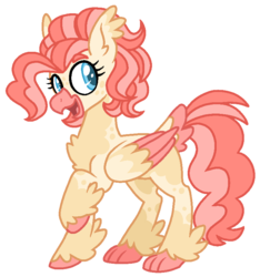 Size: 754x807 | Tagged: safe, artist:sandwichbuns, oc, oc only, oc:spongecake, classical hippogriff, hippalectryon, hippogriff, female, magical lesbian spawn, offspring, parent:pinkie pie, parent:princess skystar, parents:skypie, simple background, solo, transparent background