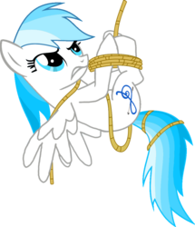Size: 829x963 | Tagged: safe, artist:snowy-arc, oc, oc only, oc:lesa castle, pegasus, pony, female, mare, simple background, solo, tied up, transparent background