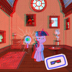 Size: 2304x2304 | Tagged: safe, artist:anontheanon, twilight sparkle, g4, anaglyph 3d, animated, high res, webm
