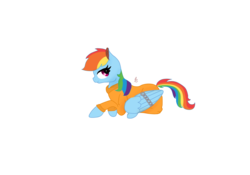 Size: 2000x1400 | Tagged: safe, artist:sofia68999, rainbow dash, pony, g4, bound wings, chains, clothes, female, prison outfit, prisoner, prisoner rd, smiling, solo