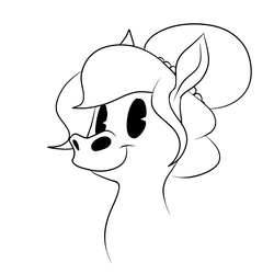 Size: 1000x1000 | Tagged: safe, artist:anontheanon, oc, oc only, oc:brownie bun, pony, black and white, grayscale, monochrome, old timey, pac-man eyes, solo