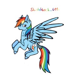 Size: 720x731 | Tagged: safe, artist:drawsofawildswan, rainbow dash, pony, g4, female, ms paint, simple background, solo, white background