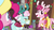 Size: 1280x720 | Tagged: safe, screencap, aurora the reindeer, bori the reindeer, pinkie pie, deer, earth pony, pony, reindeer, g4, my little pony best gift ever, christmas, christmas lights, female, holiday, mare, present