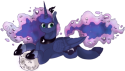 Size: 1109x630 | Tagged: safe, artist:69beas, princess luna, alicorn, pony, g4, :3, cute, digital art, moon