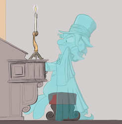 Size: 1280x1299 | Tagged: safe, artist:anontheanon, ghost, pony, candle, hat, the haunted mansion, top hat