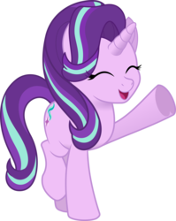 Size: 4125x5174 | Tagged: safe, artist:itspeahead, starlight glimmer, pony, unicorn, g4, absurd resolution, cute, cutie mark, eye clipping through hair, eyes closed, female, glimmerbetes, happy, mare, movie accurate, raised hoof, simple background, smiling, solo, transparent background, vector