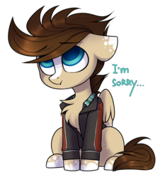 Size: 1415x1567 | Tagged: safe, artist:starlyfly, oc, oc only, oc:skittle, pegasus, pony, clothes, floppy ears, jacket, male, solo