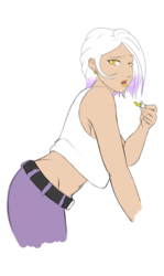 Size: 1144x1920 | Tagged: safe, artist:eve-ashgrove, gilda, human, g4, ear piercing, female, humanized, lipstick, looking at you, midriff, piercing, simple background, solo, white background