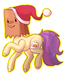Size: 500x595 | Tagged: safe, artist:loolabye, oc, oc:paper bag, earth pony, pony, christmas, fake cutie mark, female, hat, holiday, mare, paper bag, santa hat, simple background, transparent background, ych result