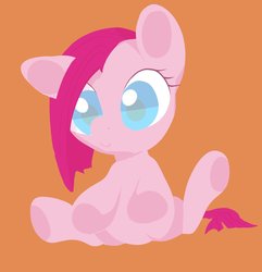 Size: 1701x1761 | Tagged: safe, artist:noupu, pinkie pie, earth pony, pony, g4, female, mare, orange background, simple background, smiling, solo, younger