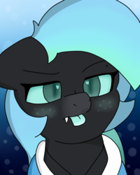 Size: 1200x1500 | Tagged: safe, artist:feelingpandy, oc, oc only, oc:luminescent spark, bat pony, pony, :p, bat pony oc, blue blush, blue sclera, blue tongue, blushing, clothes, freckles, gradient background, gradient mane, heart eyes, hoodie, jewelry, necklace, silly, tongue out, wingding eyes