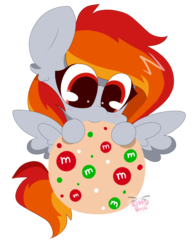 Size: 2981x3809 | Tagged: safe, artist:kittyrosie, oc, oc only, oc:tridashie, pony, cookie, cute, female, food, giant cookie, high res, mare, ocbetes, simple background, solo, transparent background