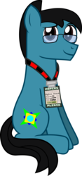Size: 1307x2793 | Tagged: safe, artist:sketchmcreations, derpibooru exclusive, oc, oc only, oc:sketch mythos, earth pony, pony, 2019 community collab, derpibooru community collaboration, glasses, lanyard, male, simple background, sitting, smiling, solo, stallion, transparent background, vector