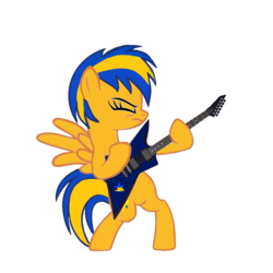 Size: 985x985 | Tagged: safe, artist:mlpfan3991, oc, oc only, oc:flare spark, pegasus, pony, g4, guitar, guitarity, heavy metal, musical instrument, pegasus oc, rock (music), solo