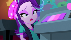 Size: 1280x720 | Tagged: safe, screencap, starlight glimmer, equestria girls, equestria girls specials, g4, my little pony equestria girls: mirror magic, beanie, bedroom eyes, clothes, female, hat, lidded eyes, makeup, mascara, shirt, solo, vest