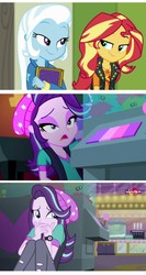 Size: 887x1668 | Tagged: safe, edit, edited screencap, screencap, starlight glimmer, sunset shimmer, trixie, equestria girls, equestria girls specials, g4, my little pony equestria girls: better together, my little pony equestria girls: forgotten friendship, my little pony equestria girls: mirror magic, comic, female, geode of empathy, lesbian, magical geodes, sad, screencap comic, ship:suntrix, shipping, teletoon