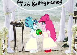 Size: 1700x1211 | Tagged: safe, artist:ktd1993, pinkie pie, sonata dusk, equestria girls, g4, clothes, dress, female, lesbian, marriage, ship:pinata, shipping, wedding, wedding dress