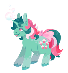 Size: 265x285 | Tagged: safe, artist:horsepaws, fizzy, pony, twinkle eyed pony, g1, bow, bubble, female, simple background, solo, tail bow, unshorn fetlocks, white background