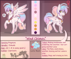 Size: 3000x2500 | Tagged: safe, artist:appletaffy, oc, oc only, oc:wind chimes, pegasus, pony, :p, clothes, cutie mark, digital art, female, high res, mare, reference sheet, scarf, signature, silly, solo, tongue out, ych result