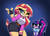 Size: 1280x930 | Tagged: safe, artist:nelljoestar, sci-twi, sunset shimmer, twilight sparkle, equestria girls, g4, my little pony equestria girls: legend of everfree, blushing, bunset shimmer, camp everfree outfits, cute, female, grin, heart, lesbian, one eye closed, ship:sci-twishimmer, ship:sunsetsparkle, shipping, smiling, twiabetes, wide hips, wink