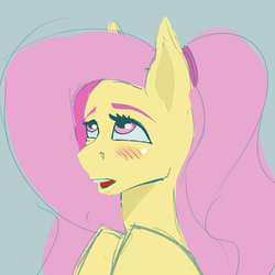 Size: 1280x1280 | Tagged: safe, artist:snowofdestruction, fluttershy, pegasus, pony, g4, blushing, cute, female, smiling, solo, wrong eye color