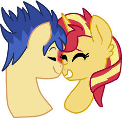 Size: 781x756 | Tagged: safe, artist:lucylink, flash sentry, sunset shimmer, pony, unicorn, g4, boop, bust, cute, eyes closed, female, male, noseboop, portrait, ship:flashimmer, shipping, simple background, straight, white background