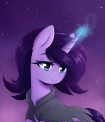 Size: 1772x2074 | Tagged: safe, artist:fluffymaiden, oc, oc only, oc:eclipse, pony, unicorn, female, mare, night, smiling, solo