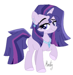 Size: 401x408 | Tagged: safe, artist:mintoria, oc, oc only, pony, unicorn, female, jewelry, magical lesbian spawn, mare, necklace, offspring, parent:rarity, parent:twilight sparkle, parents:rarilight, pearl necklace, simple background, solo, transparent background