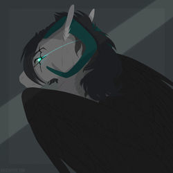 Size: 800x800 | Tagged: safe, artist:dementra369, oc, oc only, demon pony, pony, bust, glowing eyes, ram horns, solo, wings