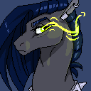 Size: 128x128 | Tagged: safe, artist:dementra369, oc, oc only, oc:ruby drop, pegasus, pony, bust, collar, female, glowing eyes, mare, pixel art, portrait, solo, spiked collar