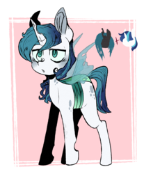 Size: 1252x1512 | Tagged: safe, artist:urbanqhoul, oc, oc only, changeling, hybrid, pony, interspecies offspring, offspring, parent:queen chrysalis, parent:shining armor, parents:shining chrysalis, solo