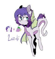 Size: 1280x1375 | Tagged: safe, artist:urbanqhoul, oc, oc only, dracony, hybrid, interspecies offspring, offspring, parent:rarity, parent:spike, parents:sparity, solo