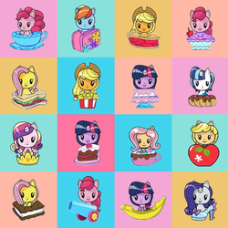 Size: 800x800 | Tagged: safe, applejack, fluttershy, pinkie pie, princess cadance, rainbow dash, rarity, shining armor, twilight sparkle, equestria girls, g4, official, apple, banana, berry, cake, clothes, crown, cutie mark crew, food, jewelry, party cannon, pie, regalia, sandwich, shoes, toy