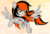 Size: 2884x1967 | Tagged: safe, artist:earth_pony_colds, oc, oc only, oc:cannon car, pegasus, pony, female, flying, looking at you, mare, scar, smiling, solo, tattoo, wings