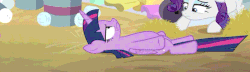 Size: 552x159 | Tagged: safe, screencap, applejack, rarity, twilight sparkle, alicorn, pony, best gift ever, g4, hearth's warming shorts, the great escape room, animated, chinese, female, gif, out of context, twilight sparkle (alicorn), wat