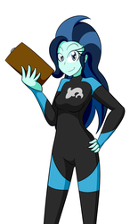 Size: 1161x1877 | Tagged: safe, artist:jake heritagu, oc, oc:dolly dusk, shark, comic:aria's archives, equestria girls, g4, clipboard, clothes, marine biologist, wetsuit