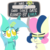 Size: 1000x1000 | Tagged: safe, alternate version, artist:dragonpone, derpibooru exclusive, bon bon, lyra heartstrings, sweetie drops, earth pony, pony, unicorn, g4, :p, bon bon is not amused, cheek fluff, chest fluff, female, fluffy, frown, glowing horn, horn, l.u.l.s., lesbian, levitation, lidded eyes, lineless, looking sideways, looking up, magic, mare, marker, ship:lyrabon, shipping, sign, silly, simple background, smiling, telekinesis, text, tongue out, transparent background, unamused