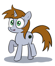 Size: 859x1020 | Tagged: safe, artist:ipostponies, oc, oc only, oc:littlepip, pony, unicorn, fallout equestria, cute, fanfic, fanfic art, female, hooves, horn, mare, open mouth, raised hoof, simple background, solo, white background