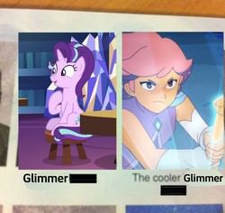 Size: 2170x2048 | Tagged: safe, starlight glimmer, pony, unicorn, g4, drama, glimmer (she-ra), high res, meme, op is a duck, op is trying to start shit, she-ra and the princesses of power, starlight drama, yearbook