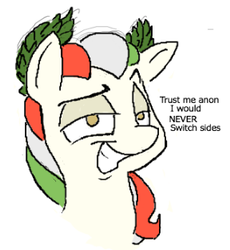 Size: 288x313 | Tagged: safe, artist:anontheanon, oc, oc only, oc:princess stivalia, pony, female, italy, laurel wreath, nation ponies, ponified, roman, simple background, smiling, smirk, white background