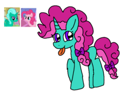 Size: 520x374 | Tagged: safe, artist:徐詩珮, glitter drops, pinkie pie, alicorn, pony, unicorn, g4, my little pony: the movie, glittercorn, glitterpie, magical lesbian spawn, next generation, offspring, parent:glitter drops, parent:pinkie pie, parents:glitterpie, shipping, smiling, tongue out