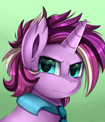 Size: 1722x2003 | Tagged: safe, artist:pridark, oc, oc only, pony, unicorn, blue eyes, bust, commission, portrait, serious, serious face, solo, wavy mouth