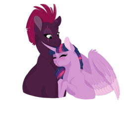 Size: 2700x2500 | Tagged: safe, artist:gigason, tempest shadow, twilight sparkle, alicorn, pony, g4, my little pony: the movie, broken horn, cute, female, high res, horn, lesbian, ship:tempestlight, shipping, simple background, tongue out, transparent background, twiabetes, twilight sparkle (alicorn)