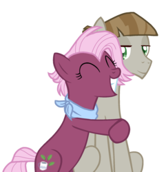 Size: 1513x1569 | Tagged: safe, artist:gallantserver, jasmine leaf, mudbriar, earth pony, pony, g4, ^^, crack shipping, eyes closed, female, jasbriar, male, shipping, show accurate, simple background, straight, transparent background