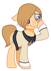 Size: 882x1228 | Tagged: safe, alternate version, artist:klewgcg, artist:the-75th-hunger-game, doctor whooves, time turner, oc, oc only, pony, g4, base used, blushing, clothes, doctor who, female, jacket, jodie whittaker, ponified, shirt, show accurate, solo, squishy cheeks, t-shirt, the doctor, thirteenth doctor, wibbly wobbly timey wimey stuff, wingding eyes