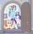 Size: 835x871 | Tagged: safe, screencap, fluttershy, rainbow dash, rarity, pegasus, pony, unicorn, g4, hearth's warming shorts, my little pony best gift ever, mystery voice, door, trio